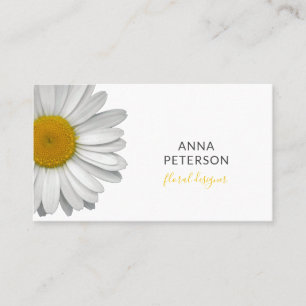 Classy Modern Elegant Daisy Flower on White Business Card