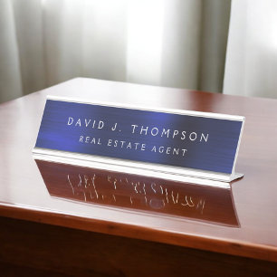 Classy Modern Executive Navy Blue Professional Desk Name Plate