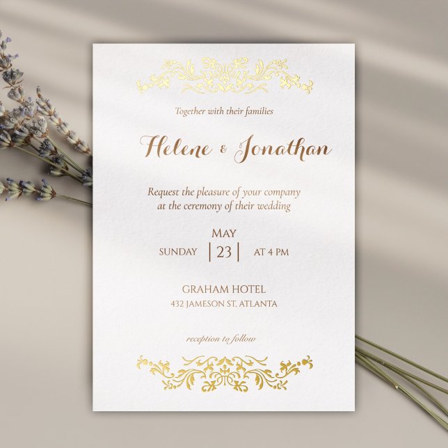 Classy Modern Floral Elegant Wedding (Classy Modern Floral Elegant Wedding Foil Invitation)