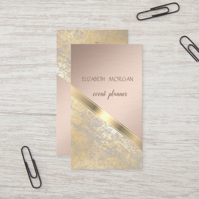 Classy Modern Geometric,Abstract Faux Gold Business Card (Front/Back In Situ)