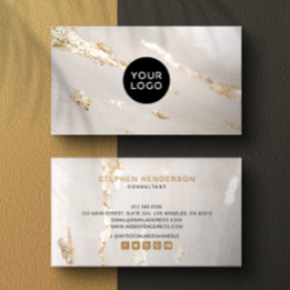 Classy Modern Gold Foil lLogo & Social Media Business Card