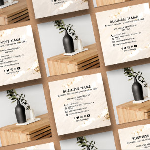 Classy Modern Gold Foil Logo Photo & Socials Square Business Card