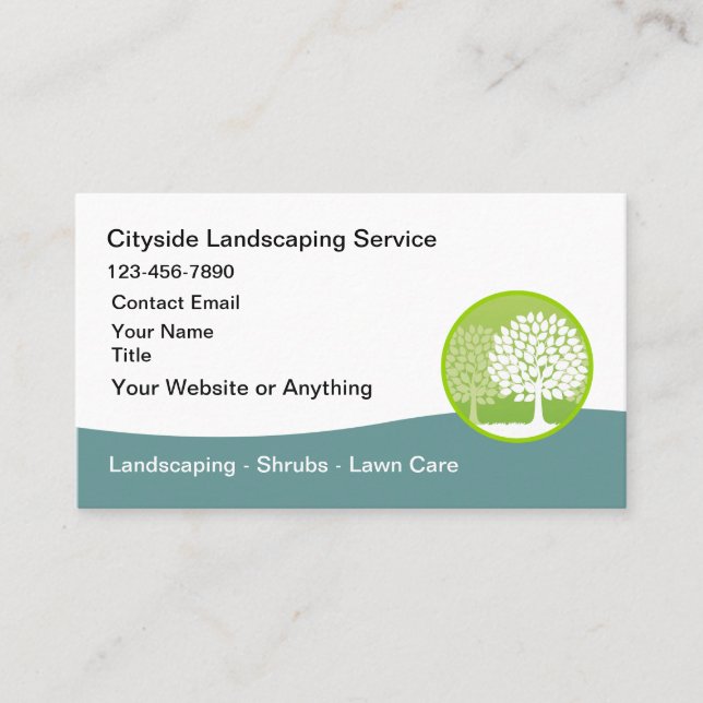 Classy Modern Landscaping Service Business Card (Front)