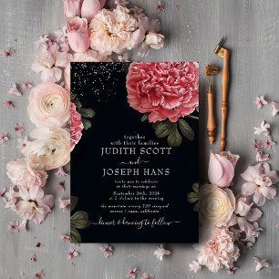 Classy Modern Peony Floral Wedding Invitation