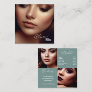 Classy Modern Plain Teal Photo Comp Card Layout