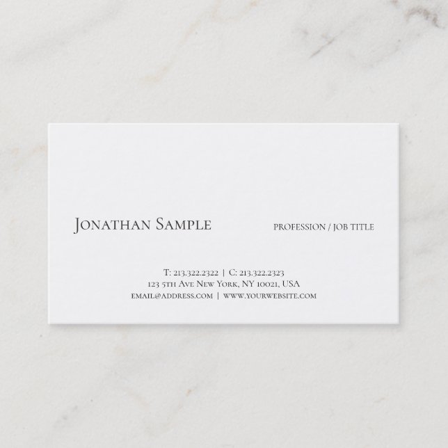 Classy Modern Professional Simple Template Elegant Business Card (Front)