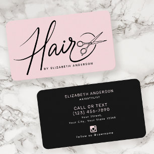 Classy Modern Script Hairstylist Blush Pink Business Card