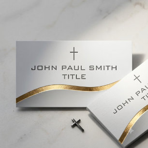 Classy Modern Silver Gold Christian Cross Business Card