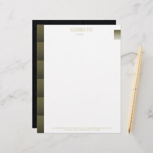Classy Modern Simple Black Gold Professional  Custom Letterhead
