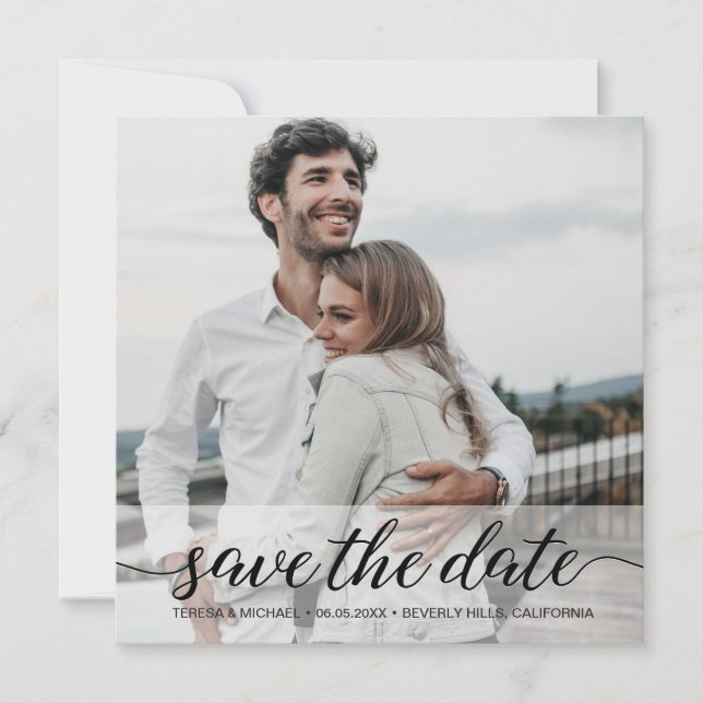 Classy Modern Simple Photo Save the Date Wedding (Front)