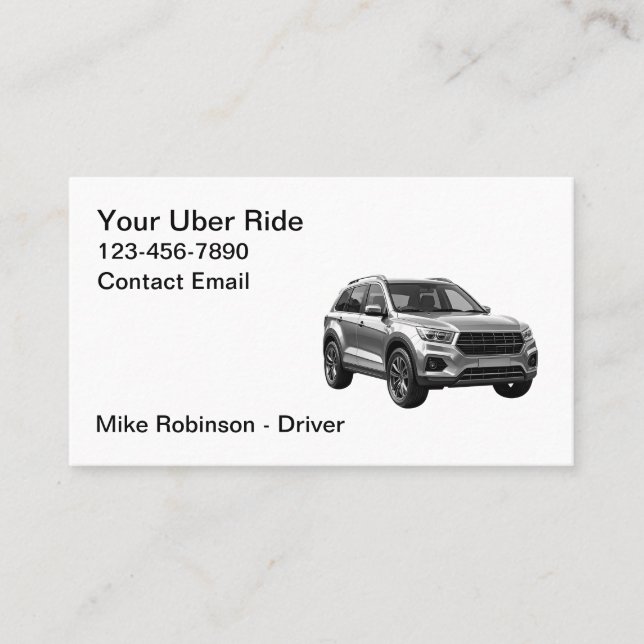 Classy Modern Simple Uber Driver Taxi Business Card (Front)
