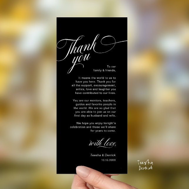 Classy Modern Wedding Place Setting Thank You Card (Classy Modern Wedding Place Setting Thank You Card in Black and White)
