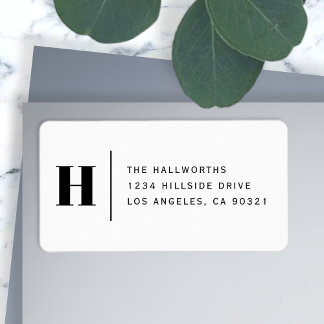 Classy Modern White & Black Return Address Label