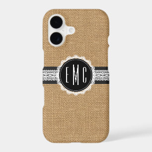 Classy Monogram 3 Initials Burlap iPhone 7 Case