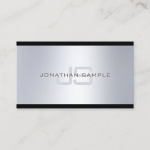 Classy Monogram Artistic Silver Look Plain Luxury Business Card