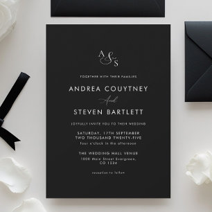 Classy Monogram Black Wedding Invitation