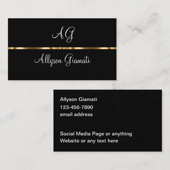 Classy Monogram Business Professional Business Card (Front/Back)