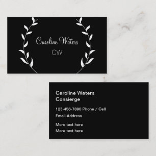 Classy Monogram Concierge Business Card
