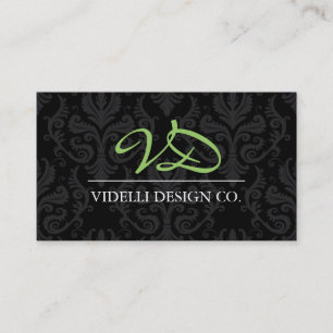 Classy Monogram Damask Business Card