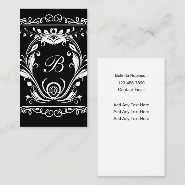 Classy Monogram Elegant Business Cards (Front/Back)