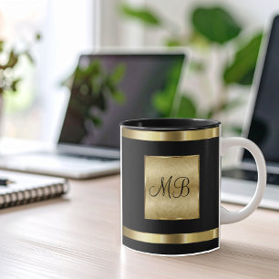 Classy Monogram Gold And Black Colour Mug