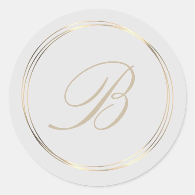 Classy Monogram Gold Circles Classic Round Sticker (Front)