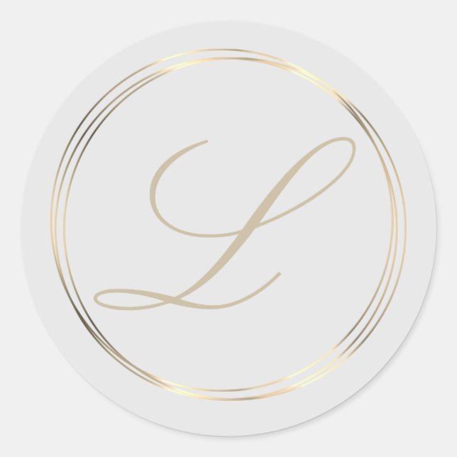 Classy Monogram Gold Circles Classic Round Sticker (Front)