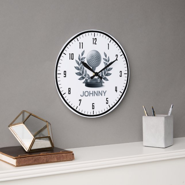 Classy Monogram | Golf Sport Gifts Large Clock (Office)