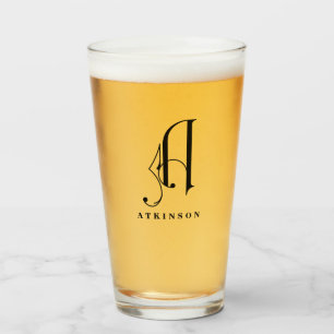 Classy Monogram Initial A with Last Name Editable Glass