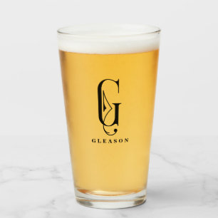 Classy Monogram Initial G with Last Name Editable Glass