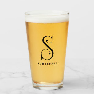 Classy Monogram Initial S with Last Name Glass