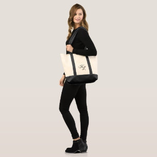 Classy Monogram Initials Black & White Tote Bag