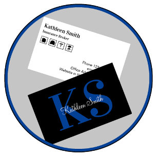 Classy Monogram Insurance Broker Business Card