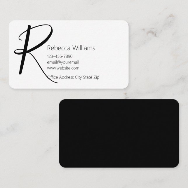 Classy Monogram Professional Business Cards  (Front/Back)