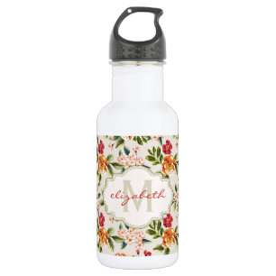Classy Monogram Vintage Victorian Floral Flowers 532 Ml Water Bottle