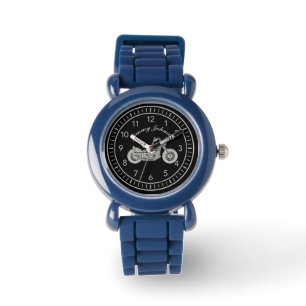 Classy Motorcycle Biker With Name Silver Colored Watch