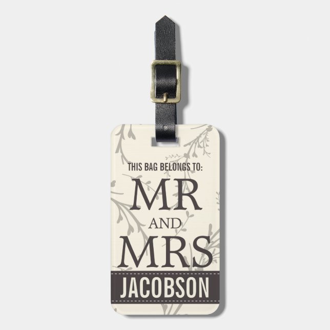 Classy Mr and Mrs Personalised Luggage Tag (Front Vertical)