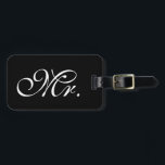 Classy Mr. Black Luggage Tag<br><div class="desc">This classic black luggage tag is decorated with Mr. written on the front, and all your personal information on the back. This coordinates perfectly with the Classy Mrs. Black Luggage Tag, and the More Classy Mrs. Black Luggage Tag, for her additional luggage.</div>