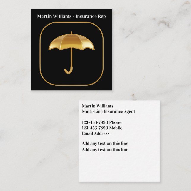 Classy Multi Line Insurance Agent  Square Business Card (Front/Back)