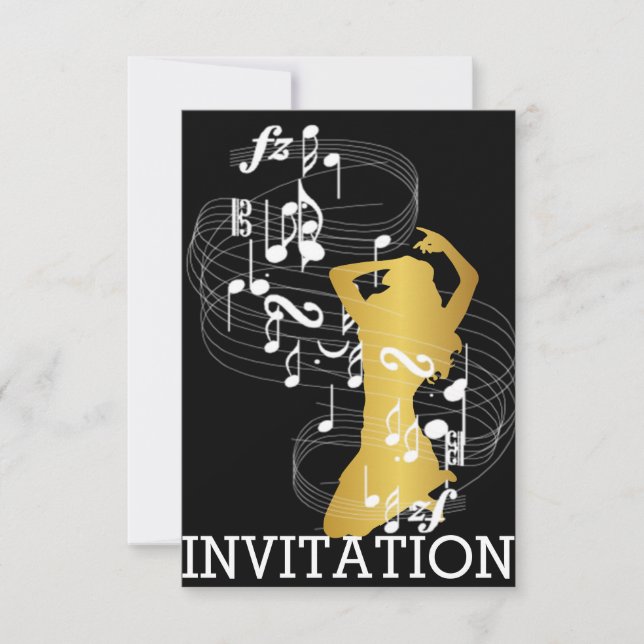 Classy Musical Dance Cabaret Vip Girl Invitation (Front)