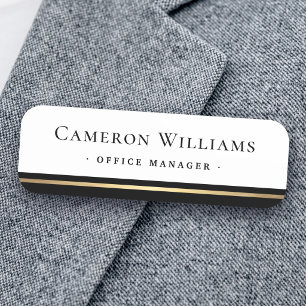 Classy name title black faux golden gradient tag