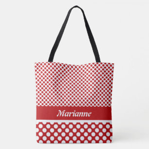 Classy Named Red & White Polka Dot Tote Bag