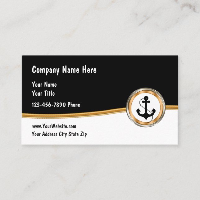 Classy Nautical Marine Theme Business Card (Front)
