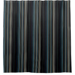 Classy Navy and Gold Multicolor Stripes Shower Curtain