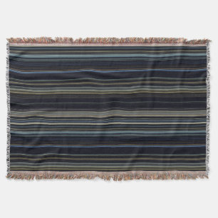 Classy Navy and Gold Multicolor Stripes Throw Blanket