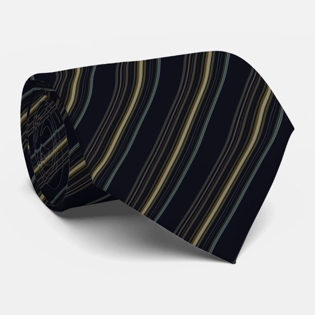 Classy Navy and Gold Stripes Tie (Rolled)