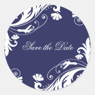 Classy Navy and White Wedding Stickers