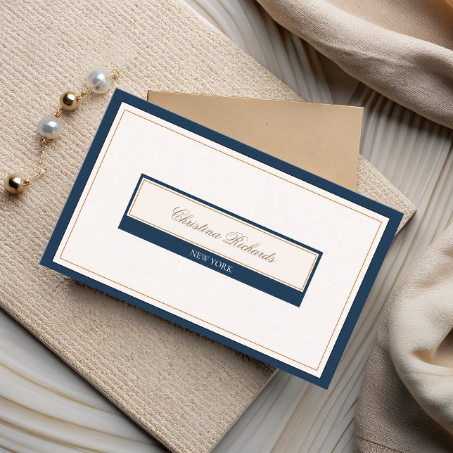 Classy Navy Blue Ivory Business Card (Creator Uploaded)