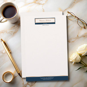 Classy Navy Blue Ivory Stationery