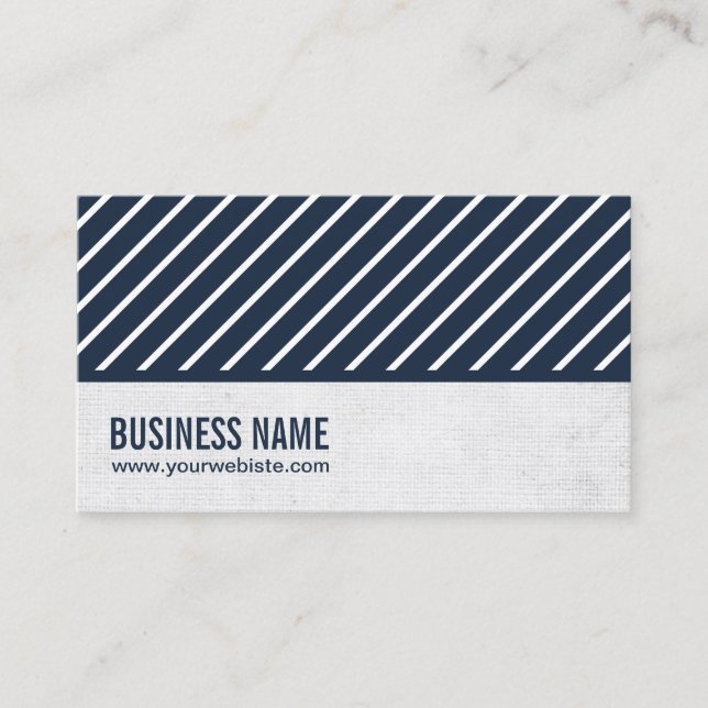 Classy Navy Blue Striped Podiatrist Business Card (Front)